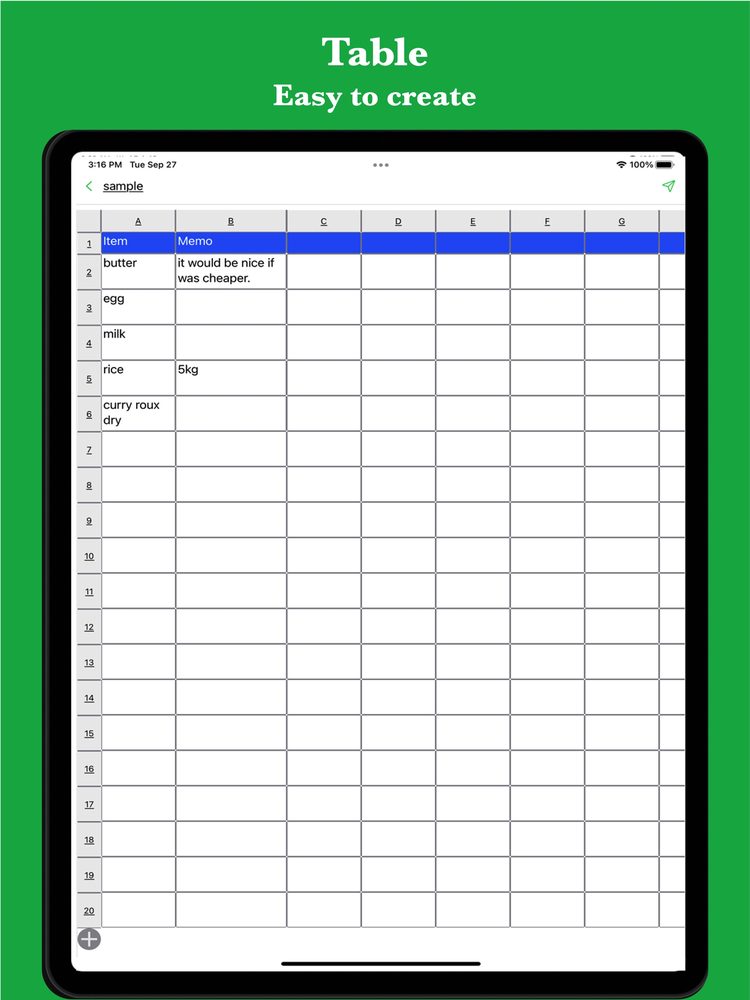 Simple Table - Note as table 1