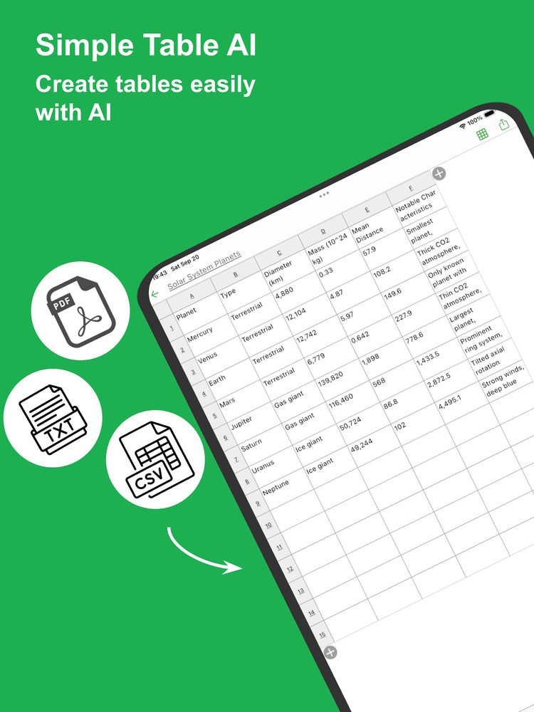 Simple Table AI: Note with AI 1