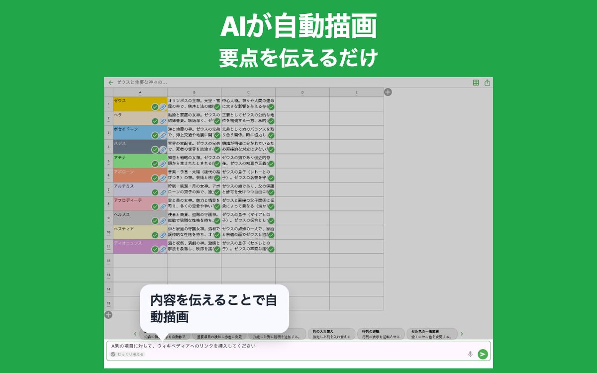 シンプル表AI - 表形式でAI支援でシンプルにメモをとる Chrome 2