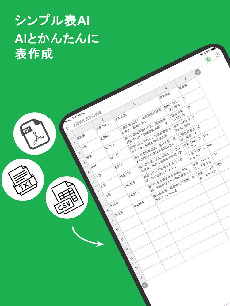 シンプル表AI - 表形式でAI支援でシンプルにメモをとる 1